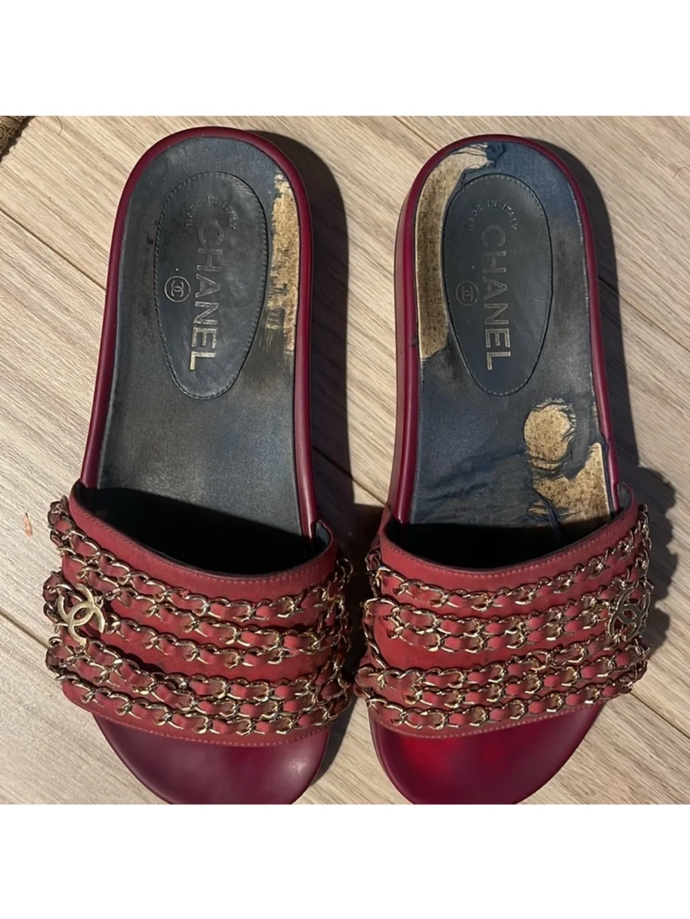 Chanel Chain Mules Fair Condition